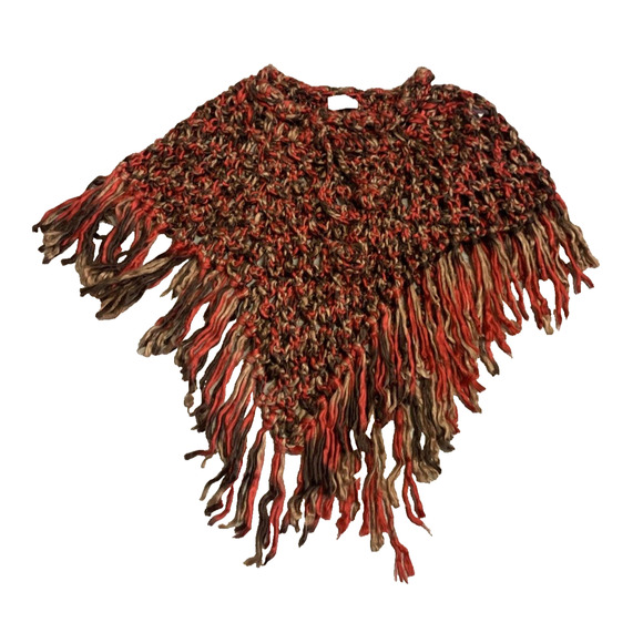 Lpogee Worldover Poncho Womens Small Multicolor Open Chunky Knit Festival Poncho - Picture 6 of 11